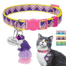 Load image into Gallery viewer, Personalized Cat Collar Quick Release Cats Safety Collars Necklace With Bell Fish ID Tag Nameplate Free Engraving Bohemian Style