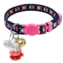 Load image into Gallery viewer, Personalized Cat Collar Quick Release Cats Safety Collars Necklace With Bell Fish ID Tag Nameplate Free Engraving Bohemian Style