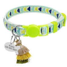 Load image into Gallery viewer, Personalized Cat Collar Quick Release Cats Safety Collars Necklace With Bell Fish ID Tag Nameplate Free Engraving Bohemian Style