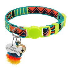 Load image into Gallery viewer, Personalized Cat Collar Quick Release Cats Safety Collars Necklace With Bell Fish ID Tag Nameplate Free Engraving Bohemian Style
