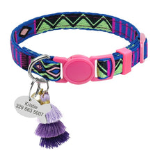 Load image into Gallery viewer, Personalized Cat Collar Quick Release Cats Safety Collars Necklace With Bell Fish ID Tag Nameplate Free Engraving Bohemian Style
