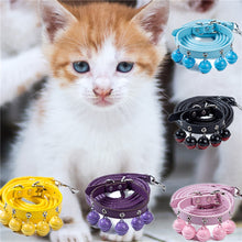 Load image into Gallery viewer, Cat Collar With 5 Bells Collar For Cats Kitten  Small  Dog Puppy Neck Strap Safety  Chihuahua Necklace Optional traction rope
