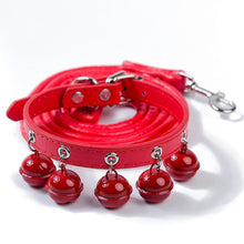 Load image into Gallery viewer, Cat Collar With 5 Bells Collar For Cats Kitten  Small  Dog Puppy Neck Strap Safety  Chihuahua Necklace Optional traction rope
